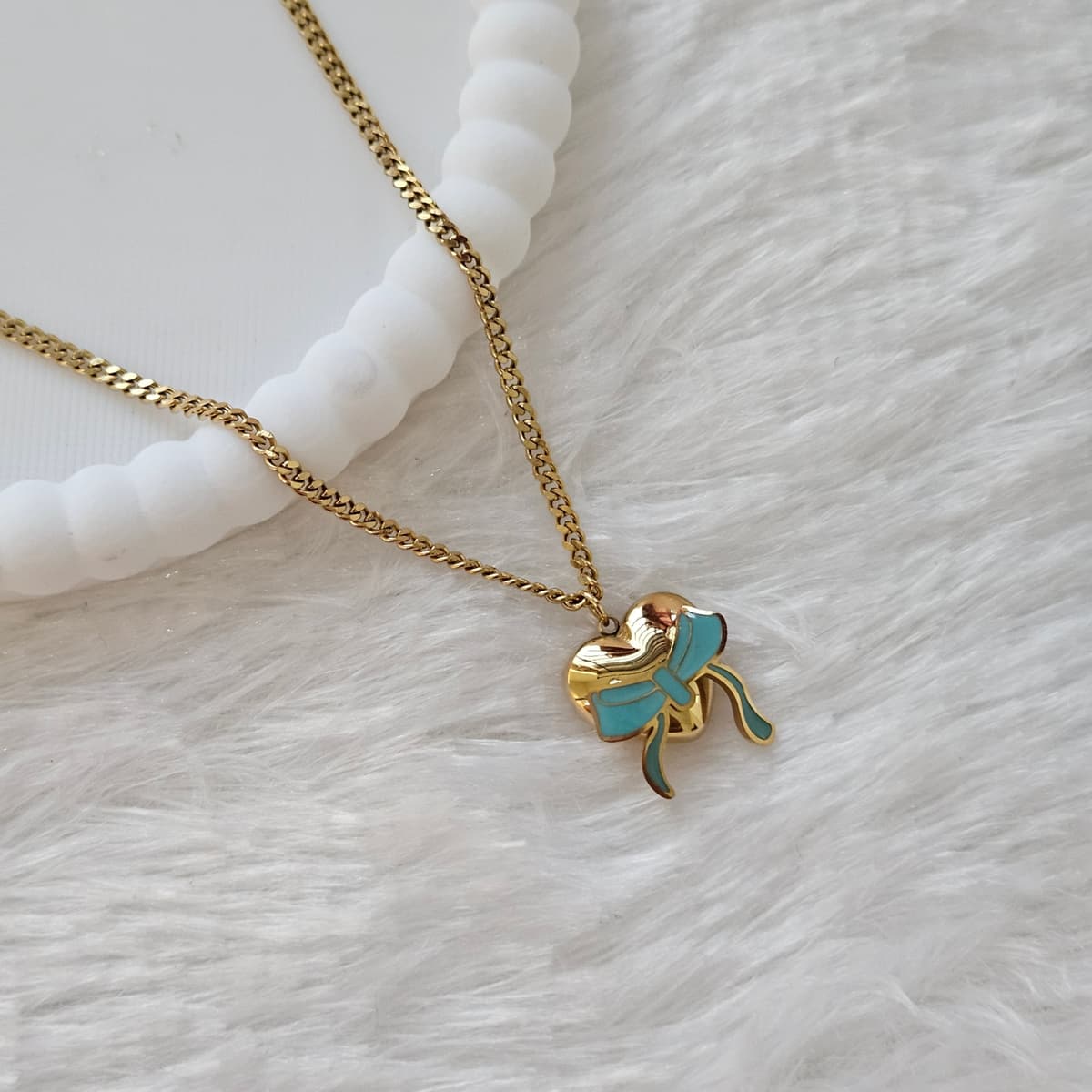 Heart With Bow Chain Pendant
