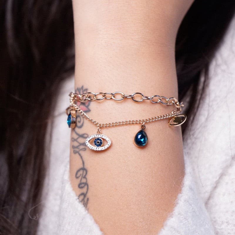 Rosegold evil eye charm bracelet 