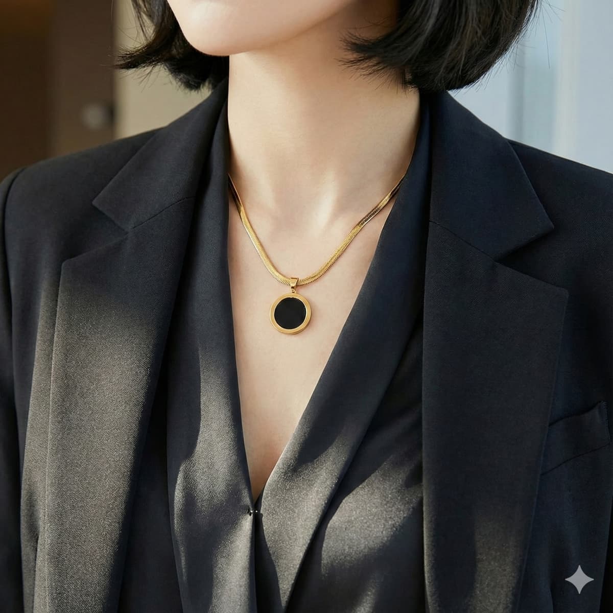 Dual Pendant ( Black and White ) Snake Chain — image 2