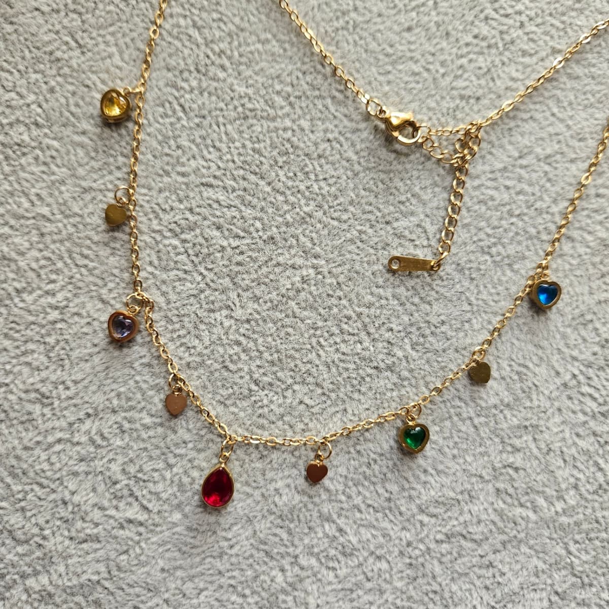 Multicolor Heart stones Necklace 