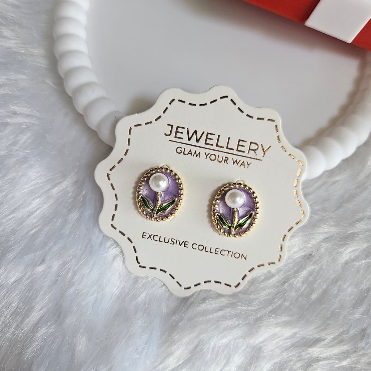 Lavender Tulip Enamel stud