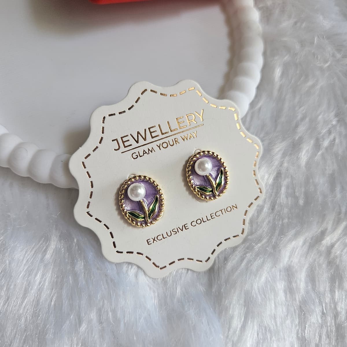 Lavender Tulip Enamel stud — image 2