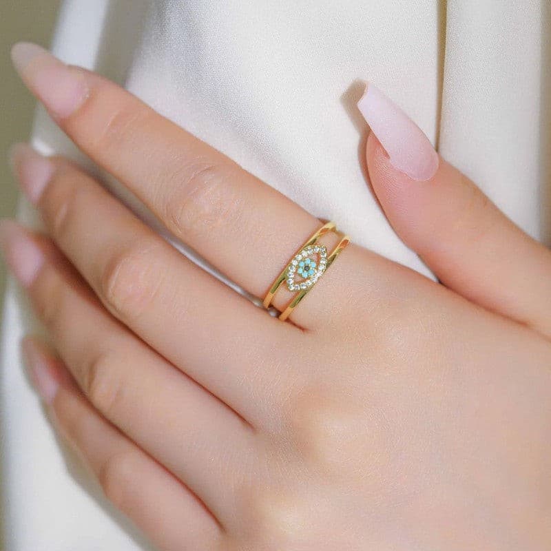 Evil eye Anti-Tarnish Adjustable Ring