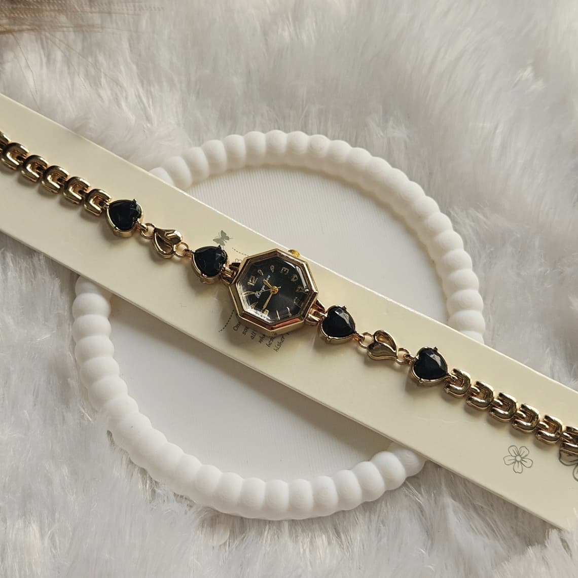 Anti-Tarnish Heart Chain Watch Black