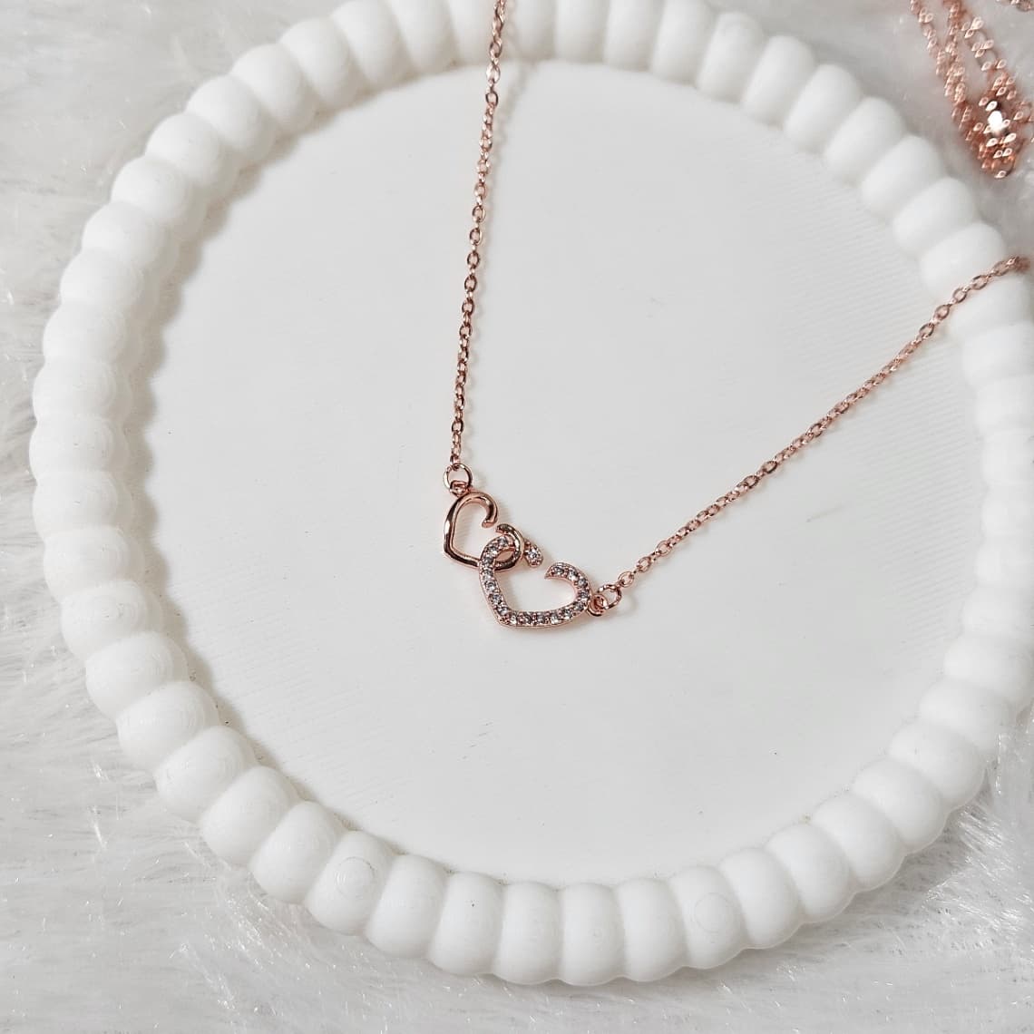 Rosegold Twin Heart Pendant 