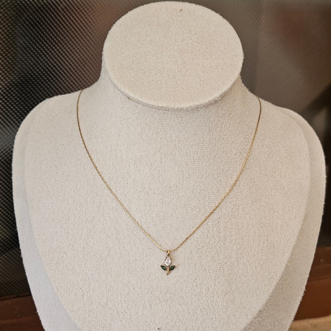 White with Green Tulip Pendant 