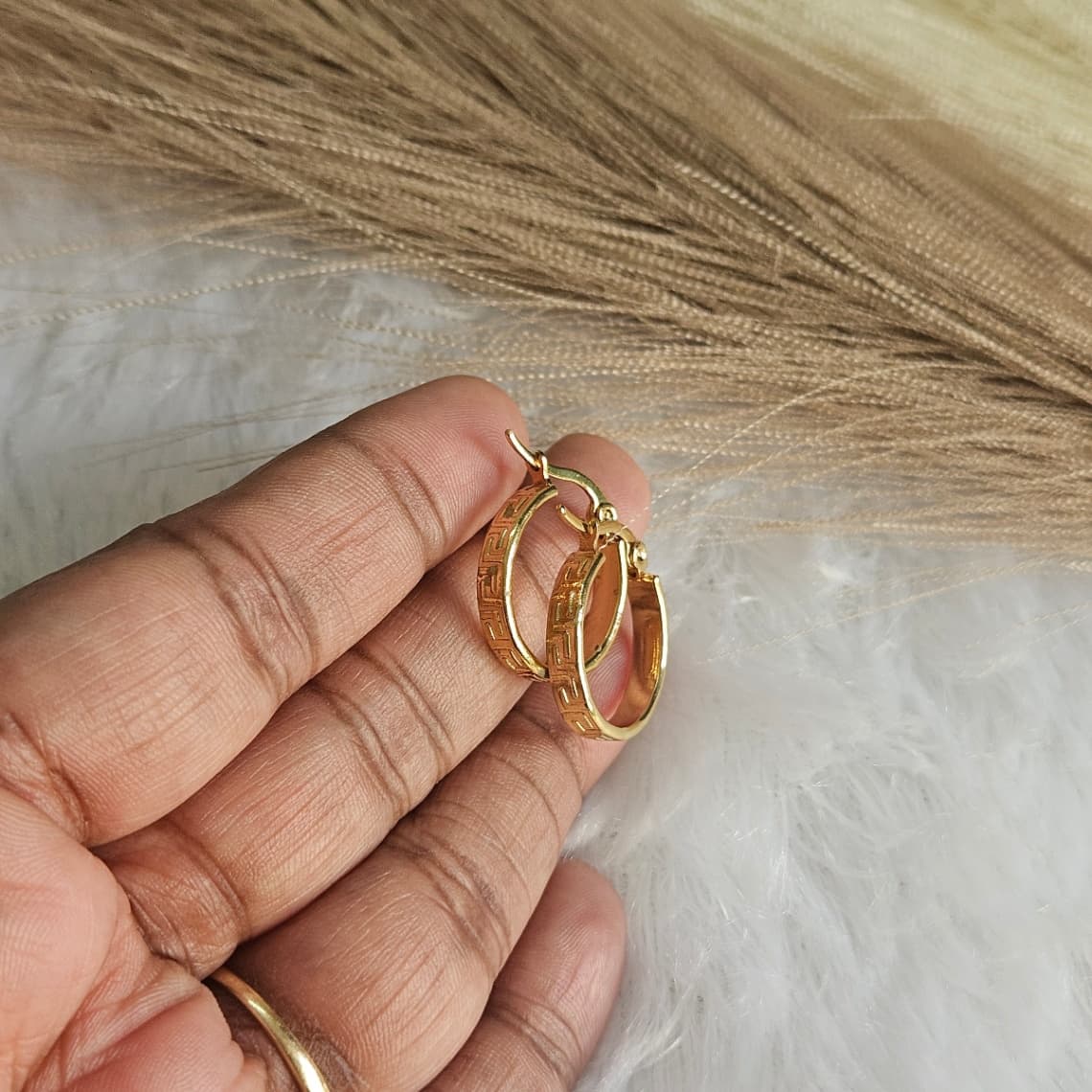 Anti-Tarnish Round Pattern Hoops — image 3