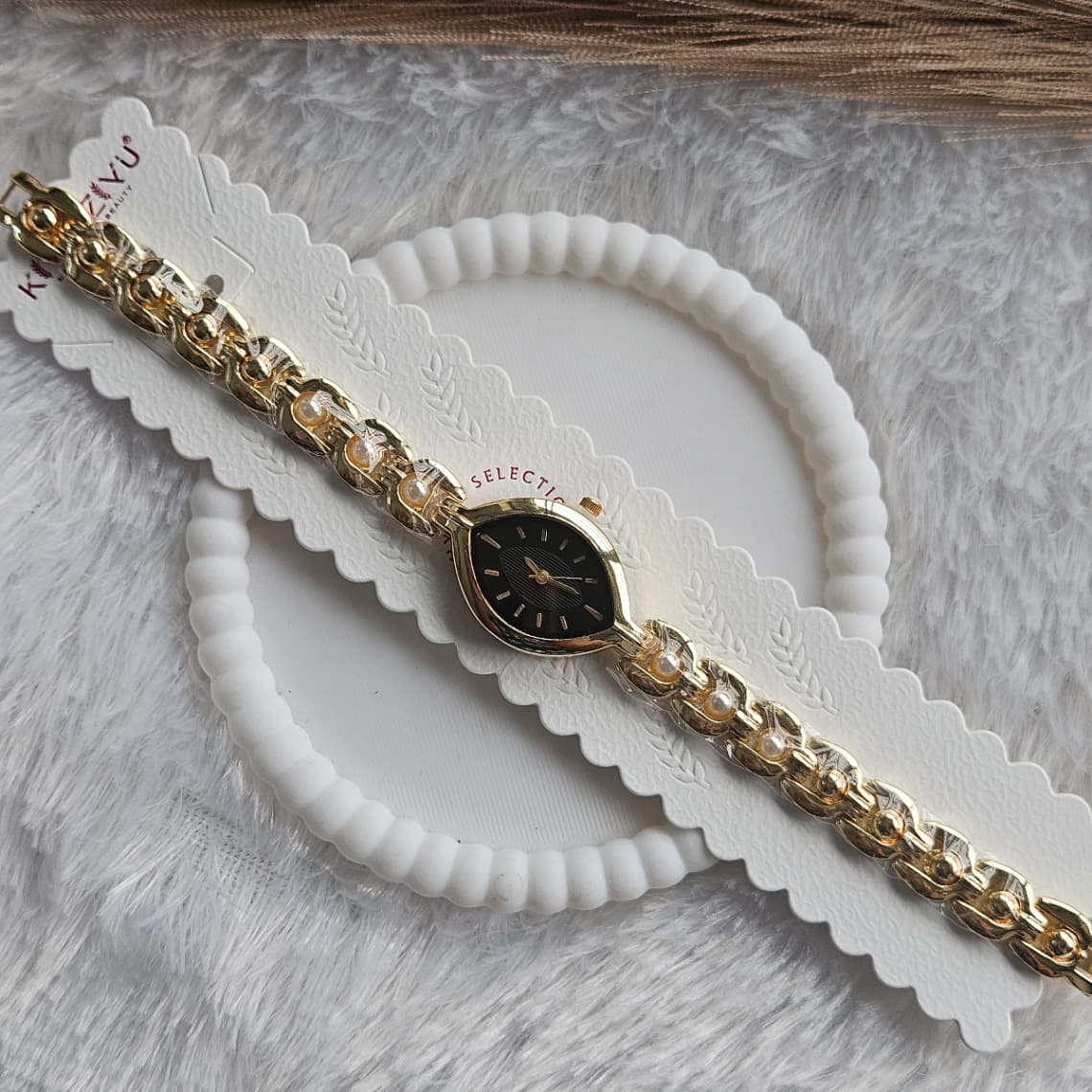 Pearl Chain Strap Watch Black — image 2