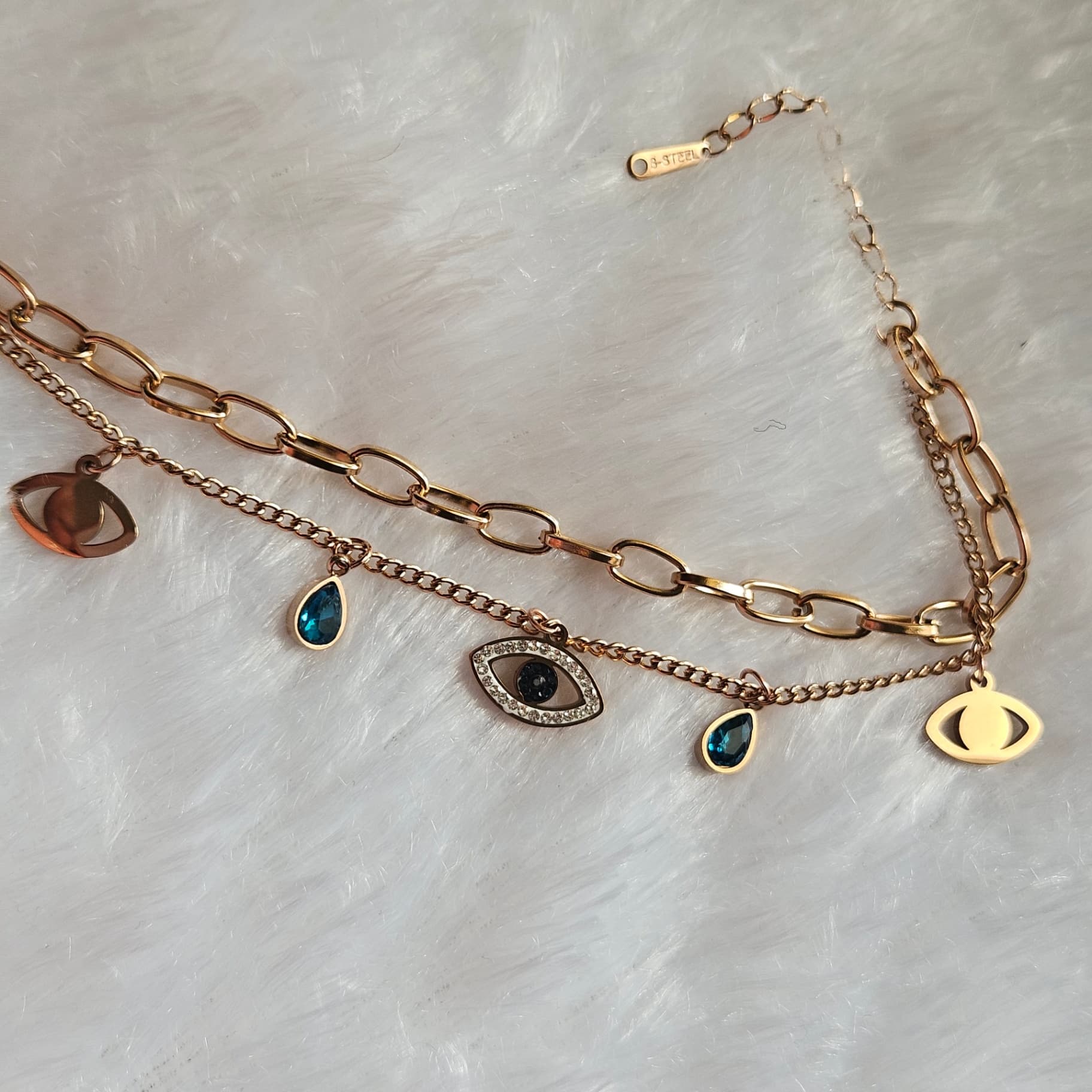 Rosegold evil eye charm bracelet — image 2
