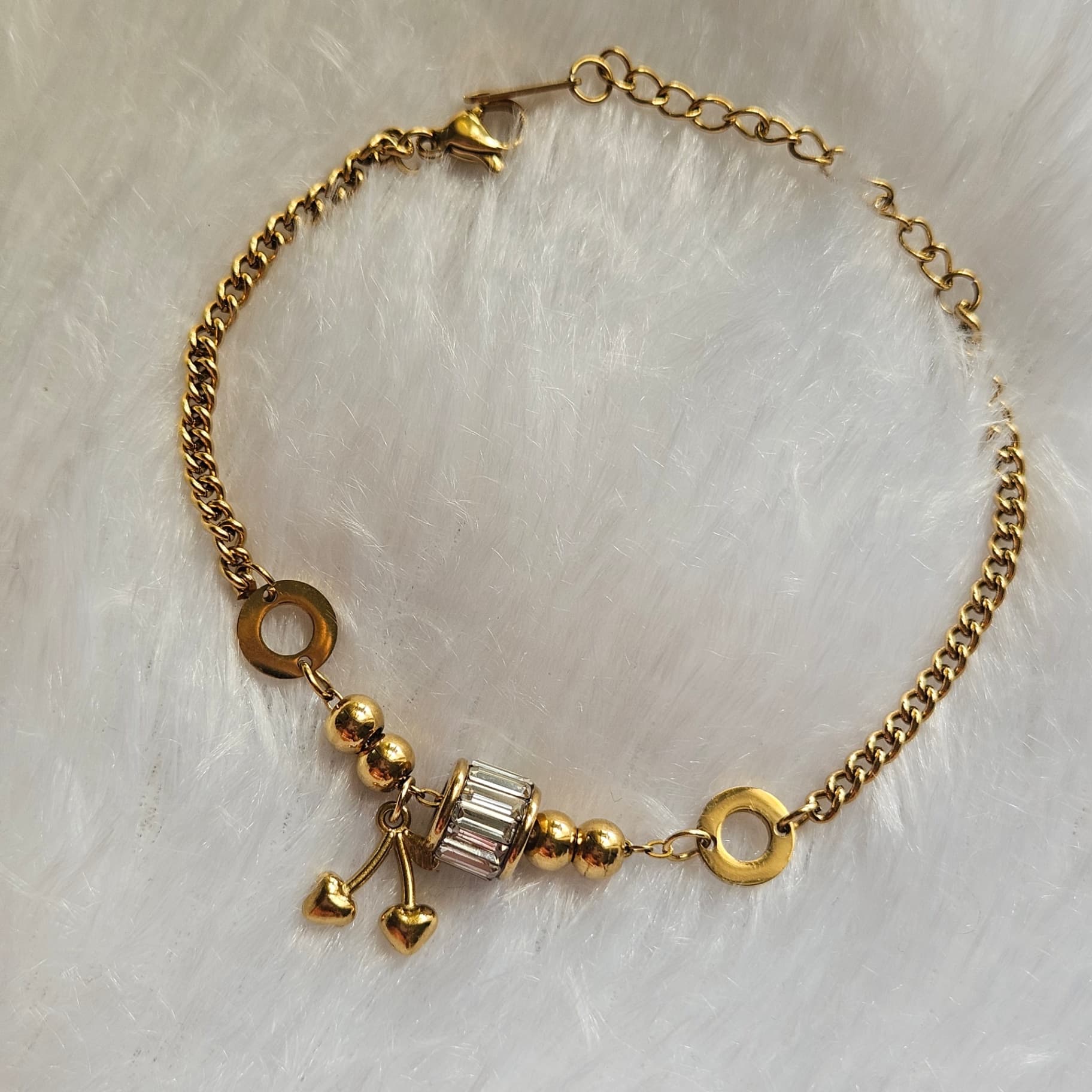 White Stone ring rolled bracelet