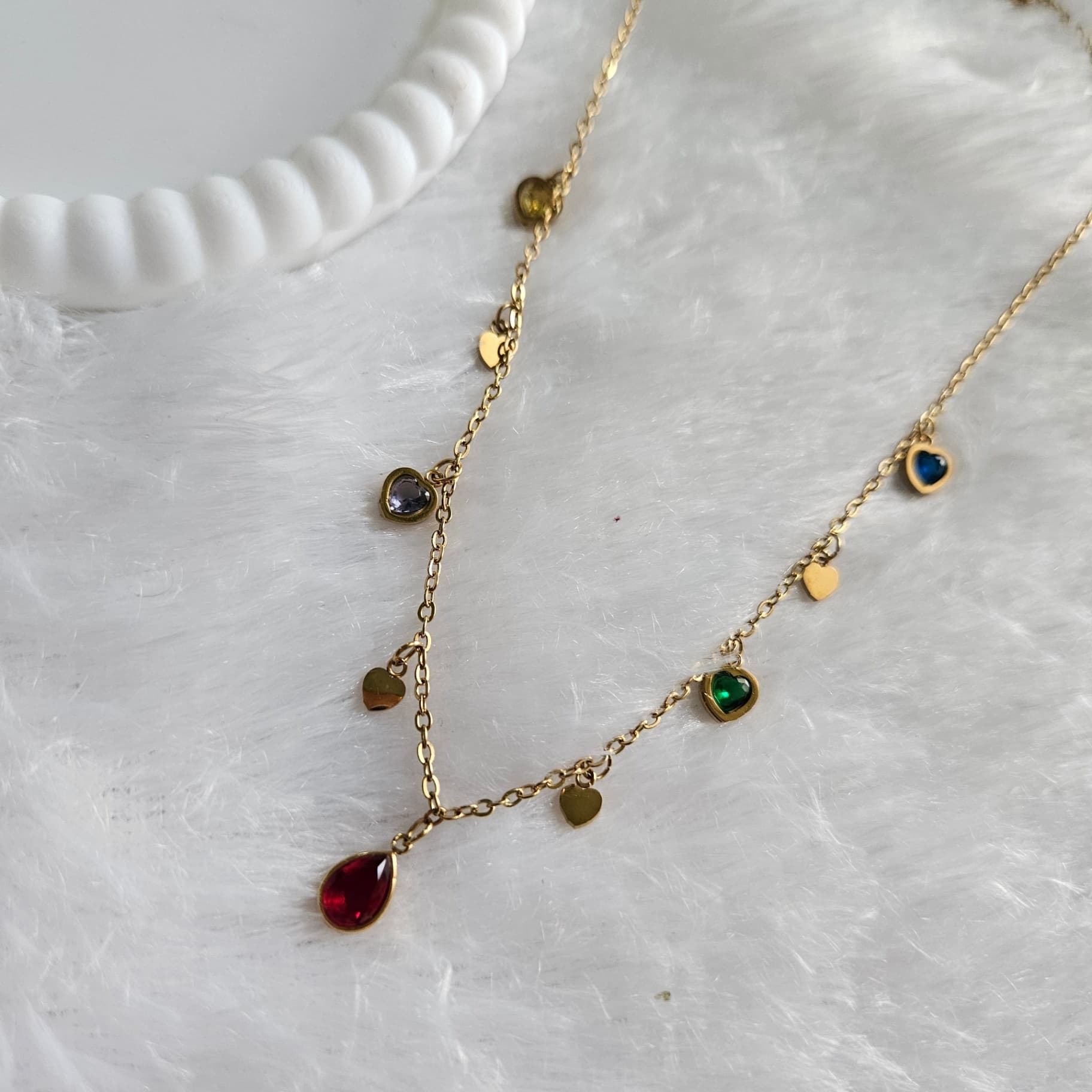 Multicolor Heart stones Necklace — image 3