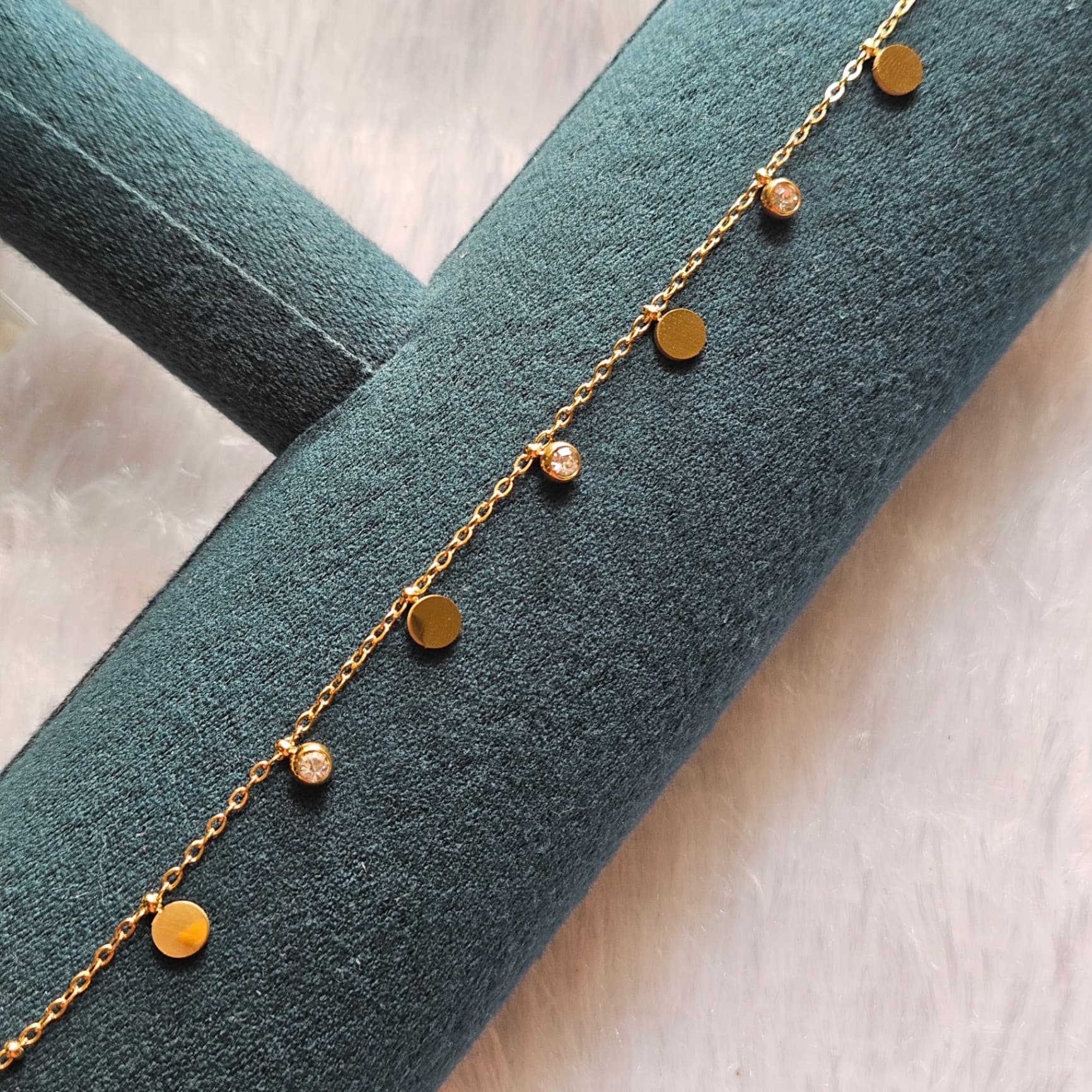 White Stone and Gold Charms Bracelet — image 2