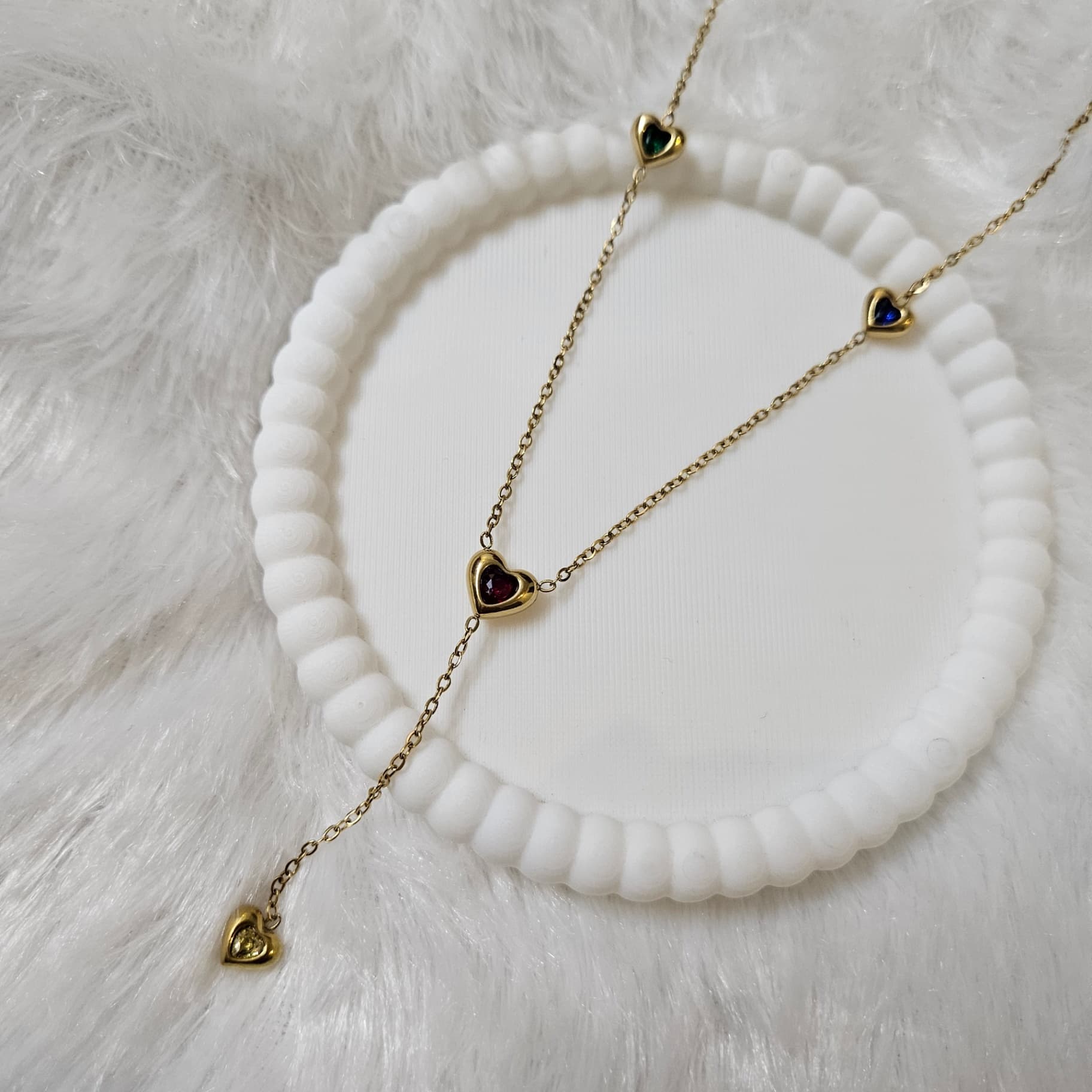 Drops Heart Necklace with Multicolor stones — image 2