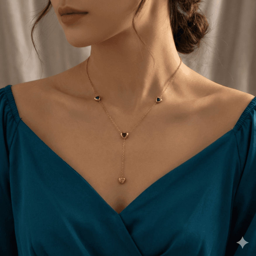 Drops Heart Necklace with Multicolor stones — image 3