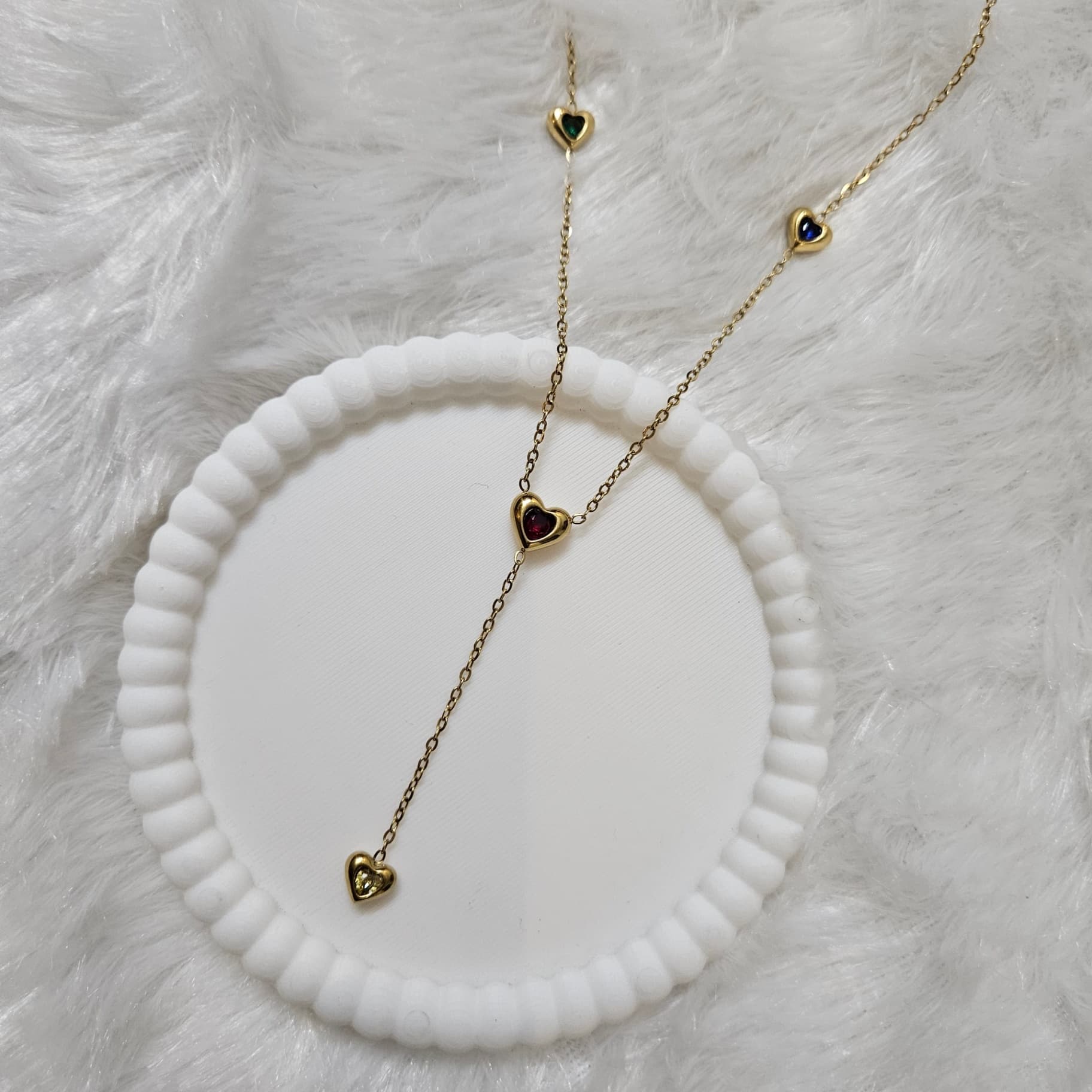 Drops Heart Necklace with Multicolor stones — image 4