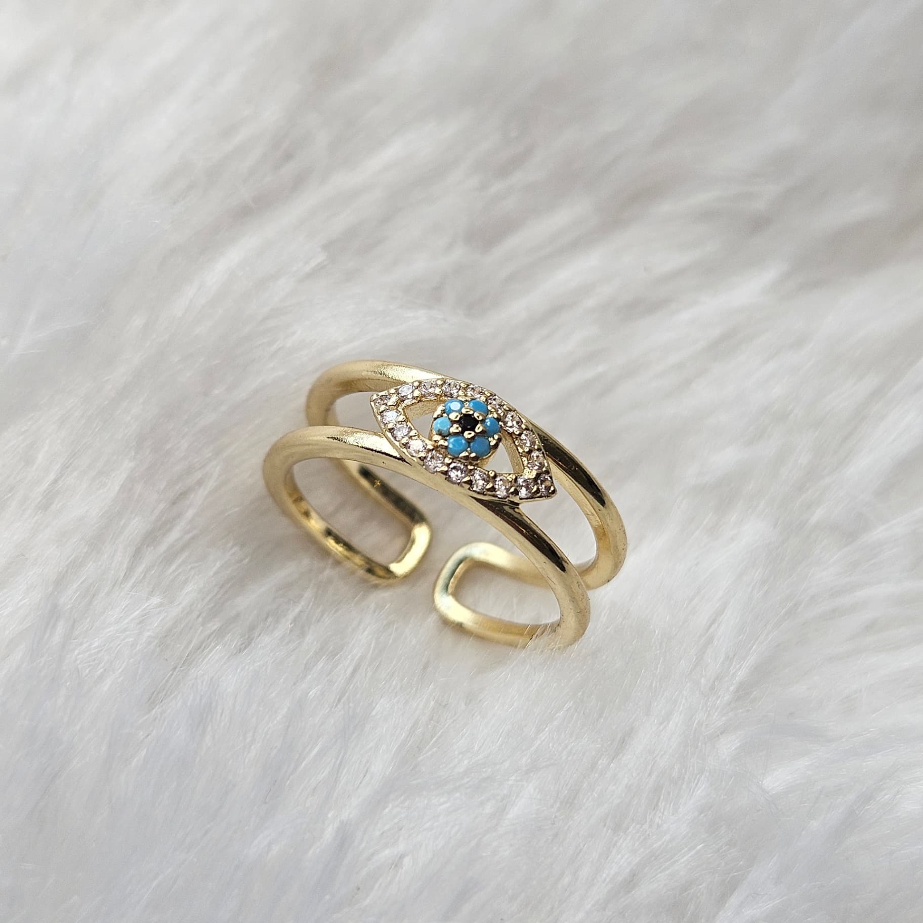 Evil eye Anti-Tarnish Adjustable Ring — image 2
