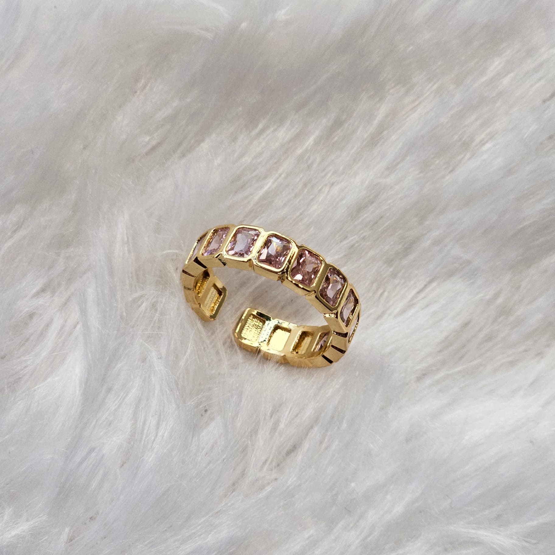 Pink Stoned Anti-Tarnish Adjustable Ring