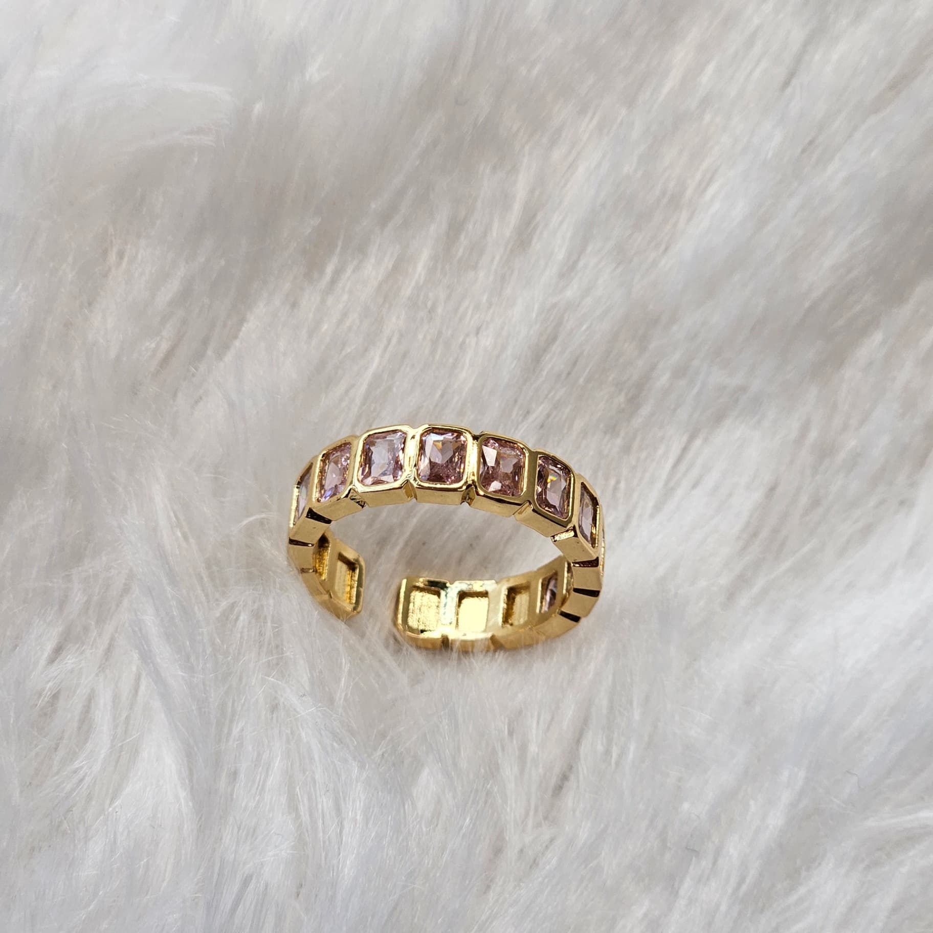 Pink Stoned Anti-Tarnish Adjustable Ring — image 2