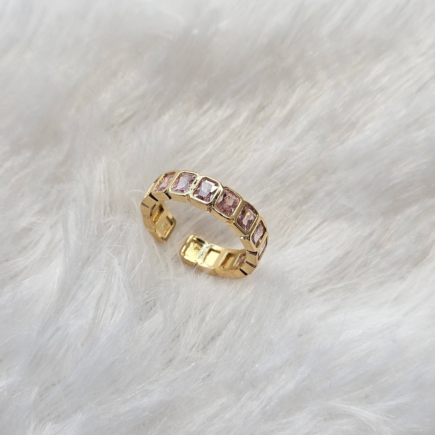 Pink Stoned Anti-Tarnish Adjustable Ring — image 3