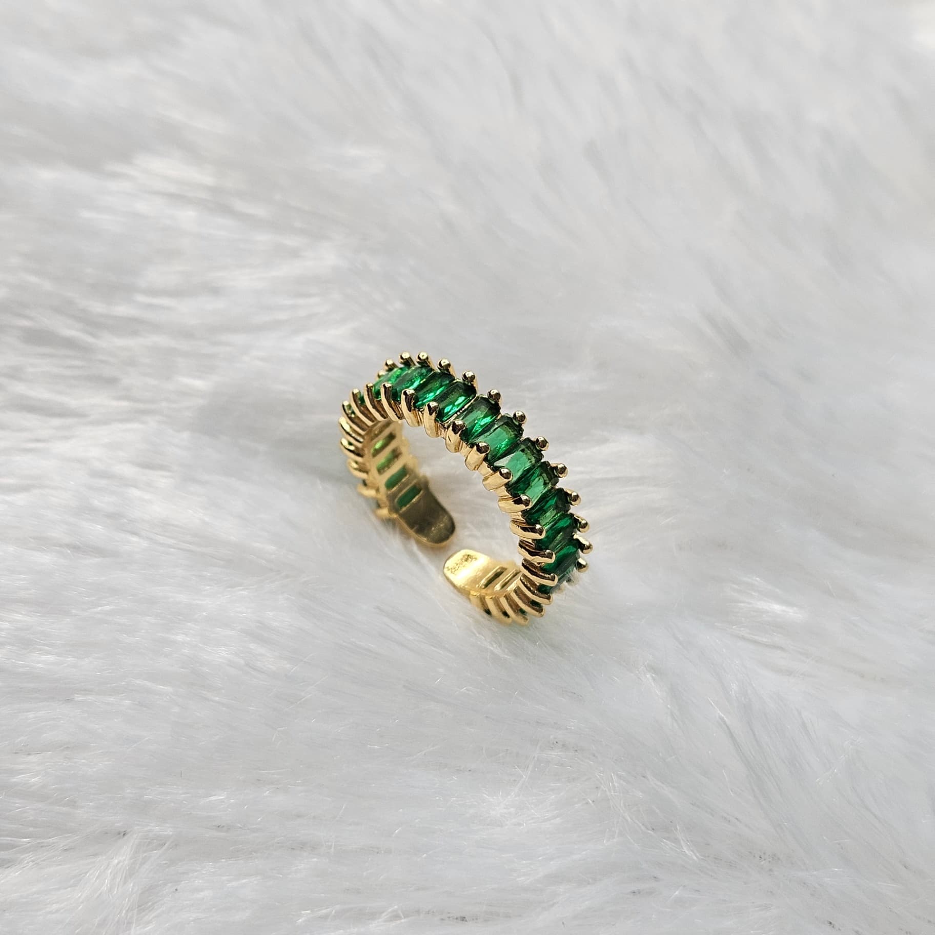 Emerald Anti-Tarnish Adjustable Ring — image 1