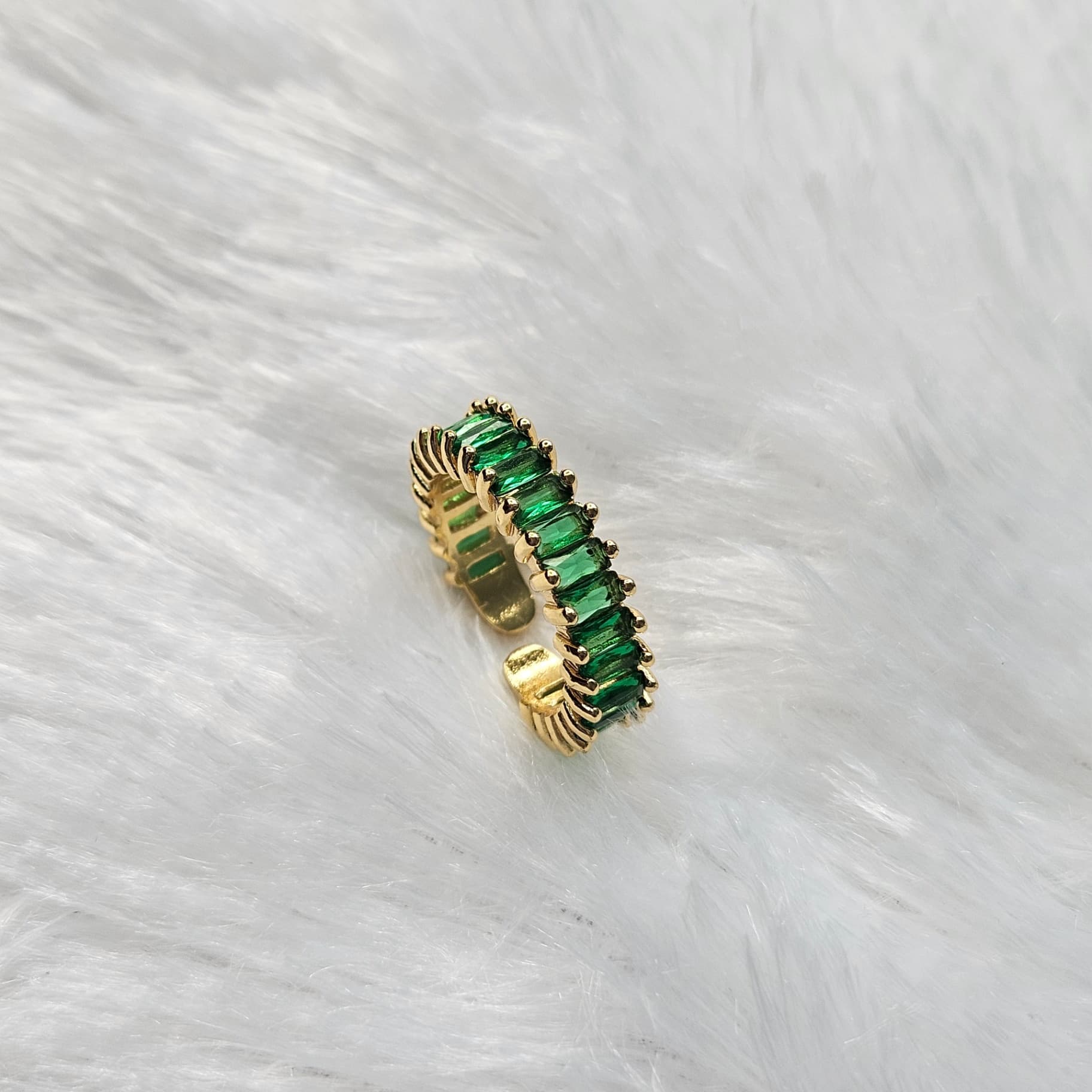 Emerald Anti-Tarnish Adjustable Ring — image 2