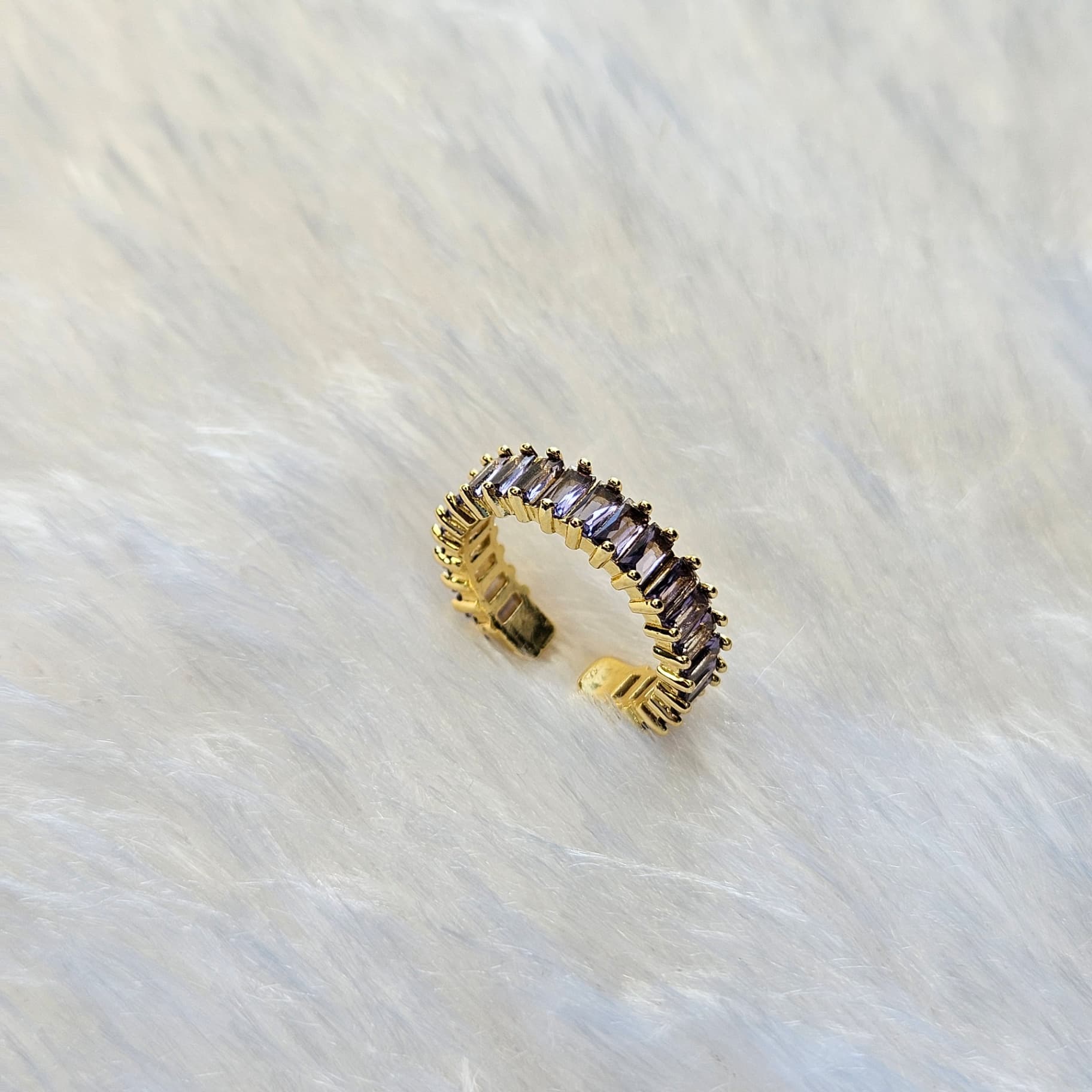Lavendar stoned Anti-Tarnish Adjustable Ring